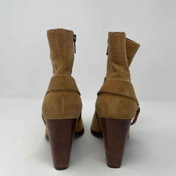 Frye Women's Mid-Calf Suede Blocked Heel Ankle Boots Tan Size 7.5 - Picture 4 of 7